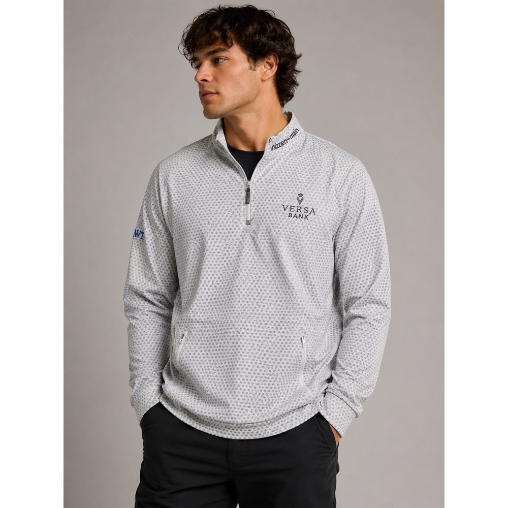 NWT Mizzen + Main Men's Versa Quarter 1/4 Pullover M Trim Fit Geo Pastel Grey |